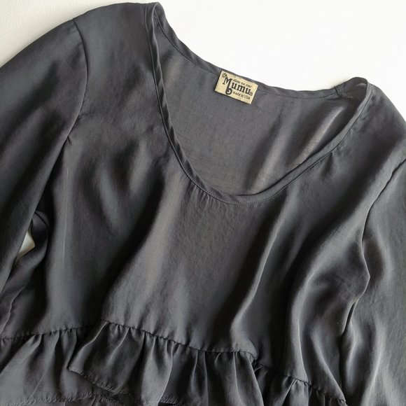 Show Me Your Mumu Horton Ruffle Crop Blouse Black - Picture 6 of 8